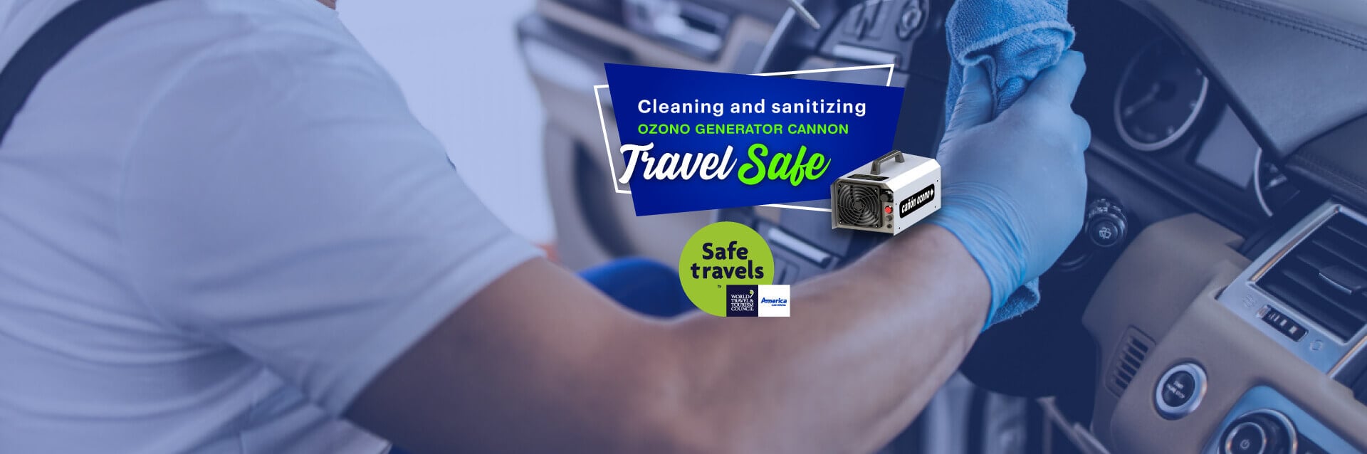 Cleaning and sanitizing ozone generator cannon